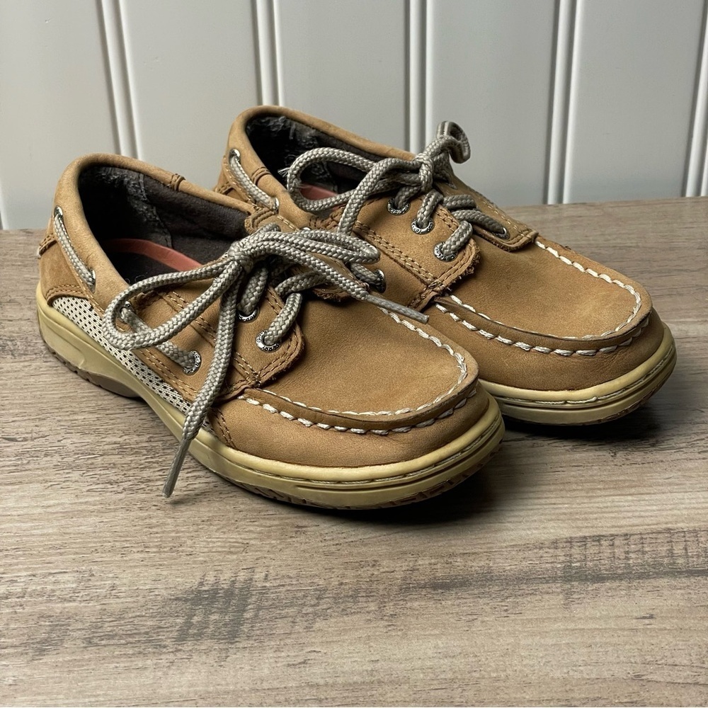 Sperry Bill Fish Leather BrownToddler Boat Shoes Size 10.5 W Pretty Colligate